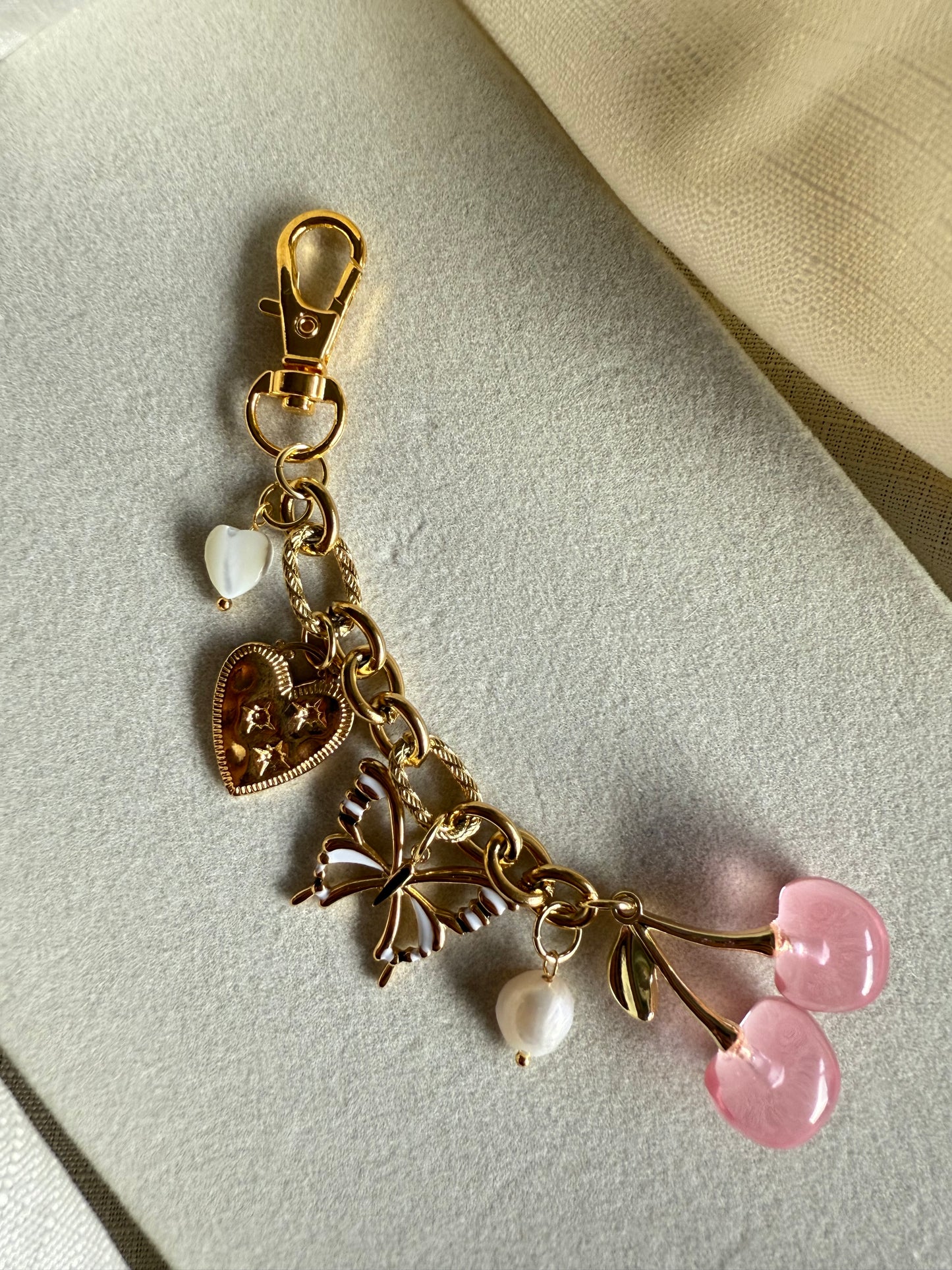 Pink Cherries Bag Charm